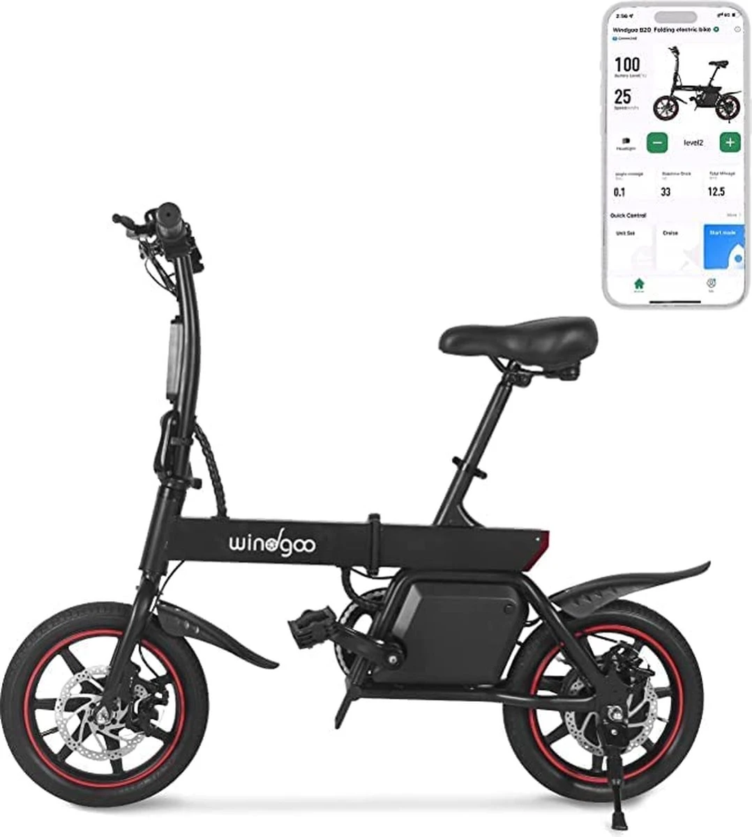 Windgoo B20 V3 - Elektrische Vouwfiets - E Bike - 250W 7.8Ah Batterij - APP IOS Android - 14 Inch - 25 KM/H - Zwart 3 Windgoo B20 V3 - Elektrische Vouwfiets - E Bike - 250W 7.8Ah Batterij - APP IOS Android - 14 Inch - 25 KM/H - Zwart