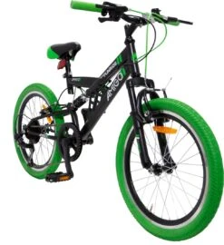 Amigo Fun Ride - Mountainbike 20 Inch - Voor Jongens En Meisjes - Met 7 Versnellingen - Zwart/Groen -Fietsenwinkel 1097x1200