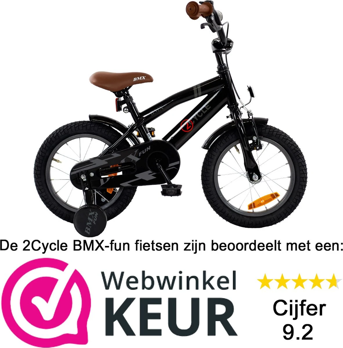 2Cycle BMX-Fun Kinderfiets - 14 Inch - Zwart - Jongensfiets 4 2Cycle BMX-Fun Kinderfiets - 14 Inch - Zwart - Jongensfiets - Afbeelding 2