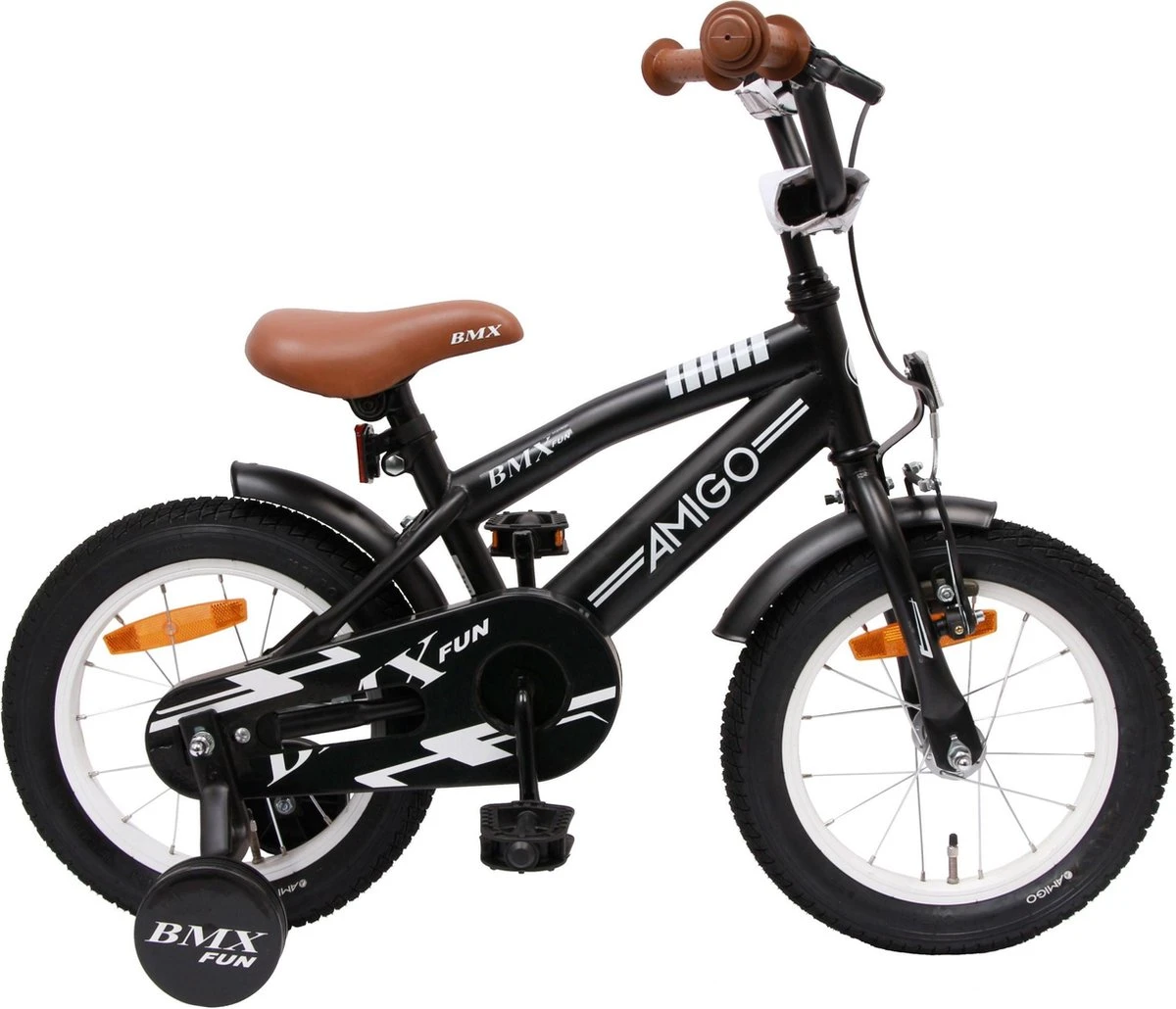 Amigo BMX Fun Jongensfiets - Kinderfiets 14 Inch - Matzwart 3 Amigo BMX Fun Jongensfiets - Kinderfiets 14 Inch - Matzwart