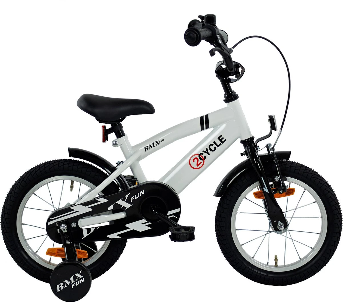 2Cycle BMX-Fun Kinderfiets - 14 Inch - Wit - Jongensfiets 3 2Cycle BMX-Fun Kinderfiets - 14 Inch - Wit - Jongensfiets