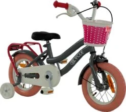 2Cycle Pretty - Kinderfiets - 12 Inch - Grijs-Roze - Meisjesfiets -Fietsenwinkel 1200x1068