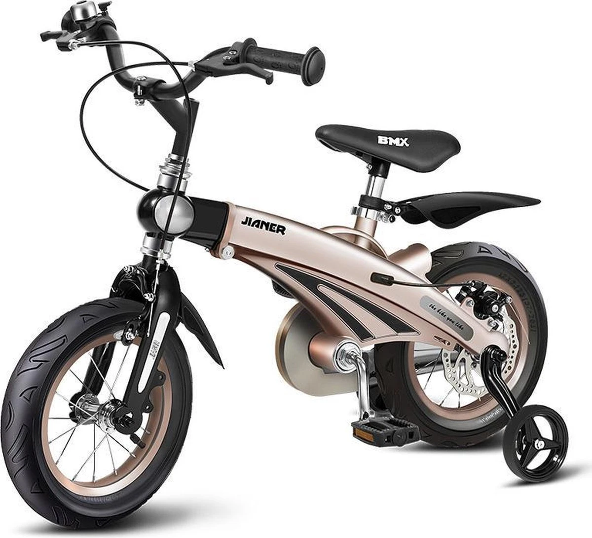 Merkloos Kinderfiets Metallic Taupe Goud Met Zijwieltjes 16 Inch | Handremmen | Jongens | Meisje | Cadeau | Sinterklaas | Kerst | Verjaardag | Peuter | Kleuter | Driewieler | Gepersonaliseerd 4 Merkloos Kinderfiets Metallic Taupe Goud Met Zijwieltjes 16 Inch | Handremmen | Jongens | Meisje | Cadeau | Sinterklaas | Kerst | Verjaardag | Peuter | Kleuter | Driewieler | Gepersonaliseerd - Afbeelding 2