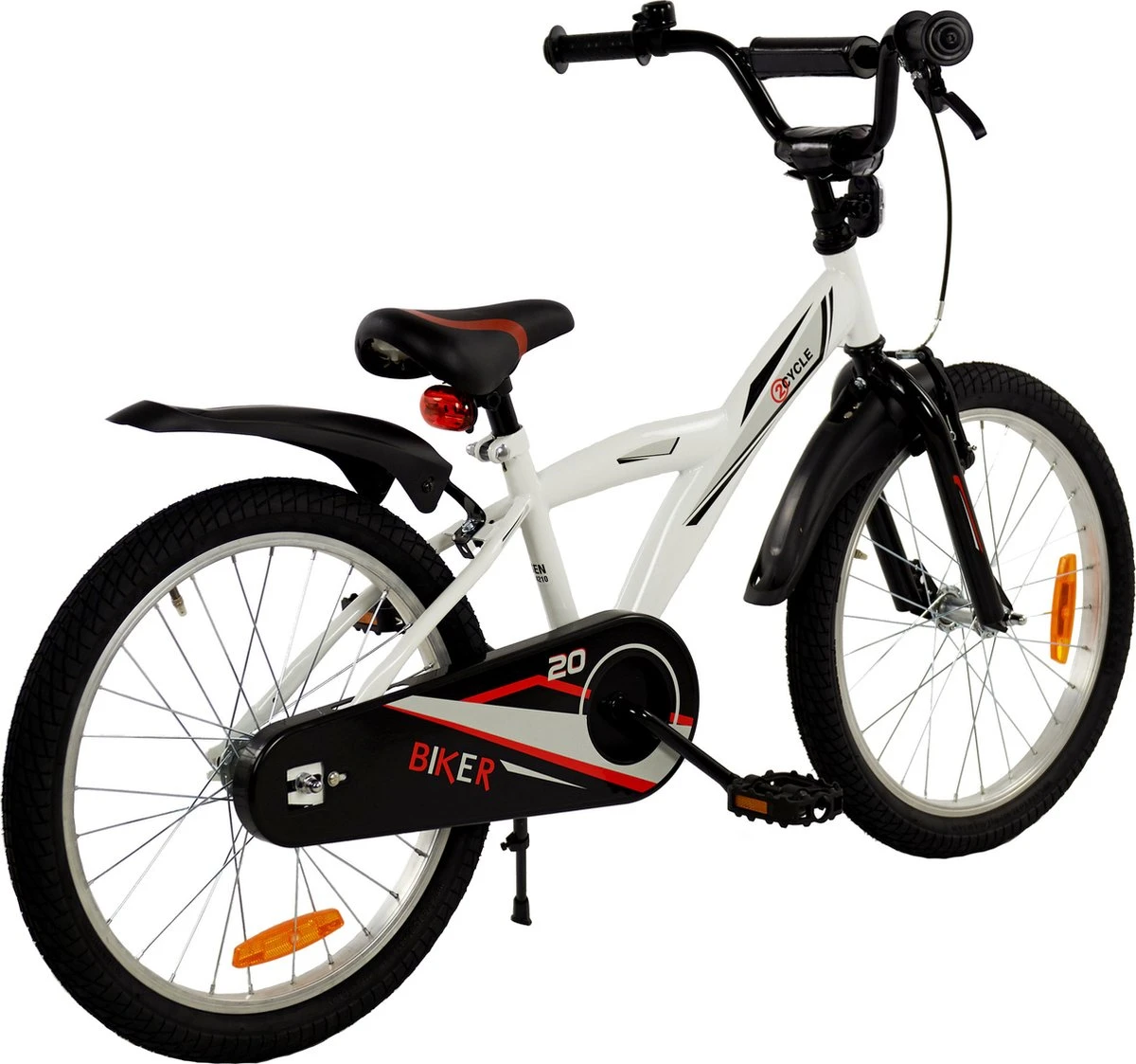 2Cycle Biker Kinderfiets - 20 Inch - Wit - Jongensfiets 5 2Cycle Biker Kinderfiets - 20 Inch - Wit - Jongensfiets - Afbeelding 3