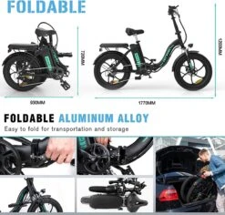 Hitway BK6 Elektrische Fiets | Opvouwbare E-bike | 20 Inch Fat Tire | 350W Motor | 10Ah | Zwart/Groen -Fietsenwinkel 1200x1147 1