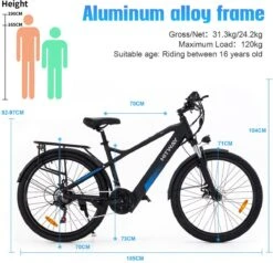 HITWAY 26" Elektrische Mountainbike, 35-70KM Power Assist-fietsen Voor Mannen En Vrouwen， 48V/7,5Ah/250W Krachtige E-bike -Fietsenwinkel 1200x1156 1