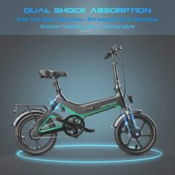 Merkloos Hitway 14F005 Elektrische Fiets E-bike | Opvouwbaar | 250W Motor | 7.5Ah | 16" | Zwart / Groen -Fietsenwinkel 1200x1200 135