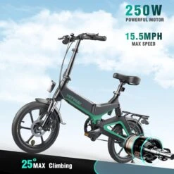 Merkloos Hitway 14F005 Elektrische Fiets E-bike | Opvouwbaar | 250W Motor | 7.5Ah | 16" | Zwart / Groen -Fietsenwinkel 1200x1200 136