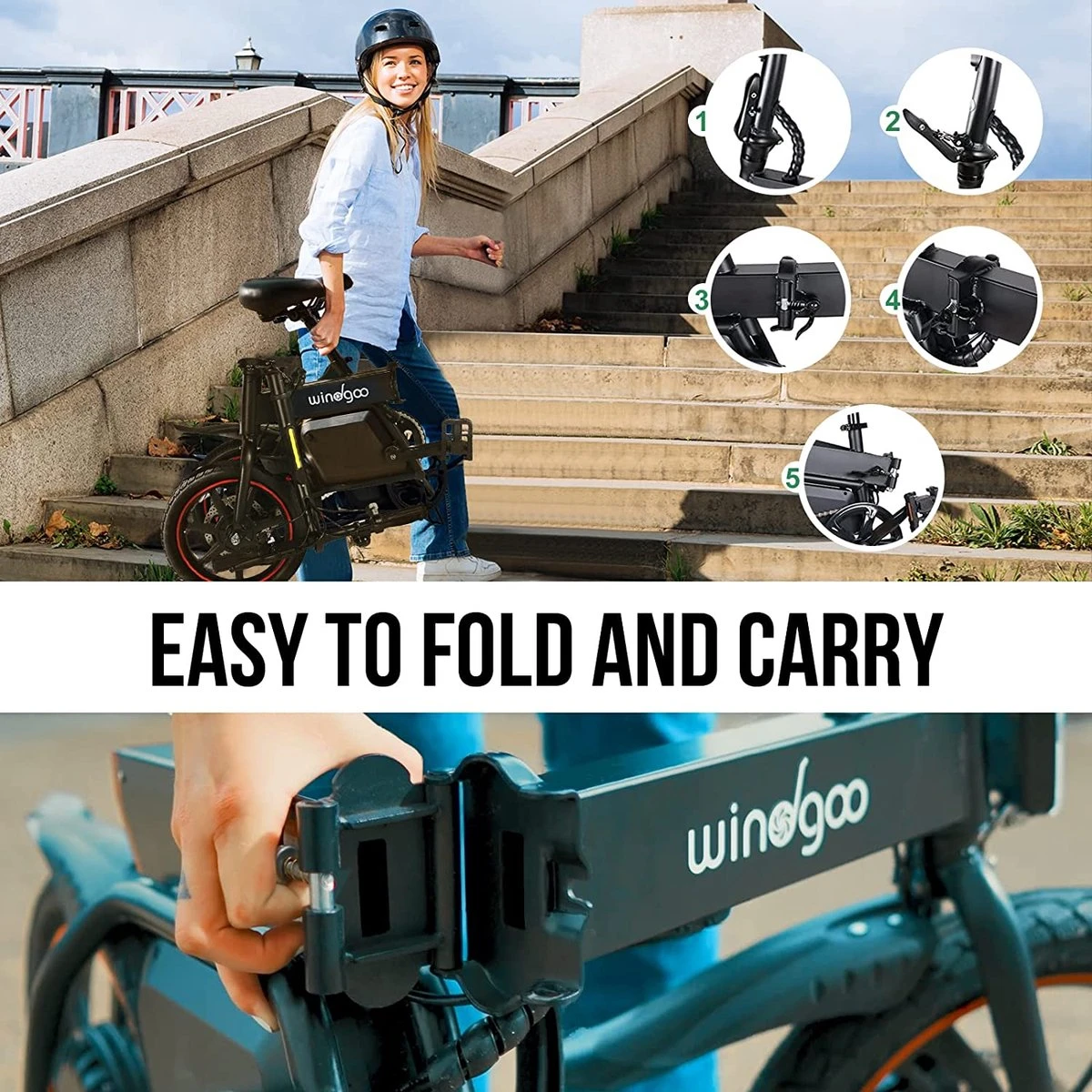 Windgoo B20 V2 - Smart E Bike - APP IOS Android - Elektrische Vouwfiets Zonder Gashandel - 250W - 14 Inch - 25 KM/H - Zwart 13 Windgoo B20 V2 - Smart E Bike - APP IOS Android - Elektrische Vouwfiets Zonder Gashandel - 250W - 14 Inch - 25 KM/H - Zwart - Afbeelding 11