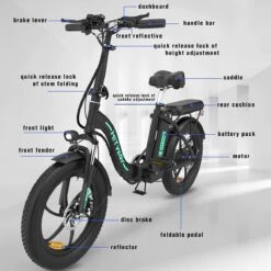 Hitway BK6 Elektrische Fiets | Opvouwbare E-bike | 20 Inch Fat Tire | 350W Motor | 10Ah | Zwart/Groen -Fietsenwinkel 1200x1200 143