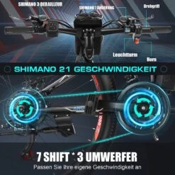 Myatu E-Bike 26-inch E-bike Voor Vrouwen En Mannen, Mountainbike Elektrische Fiets Met 36V 10.4AH Accu En Shimano 21 Versnellingen, 21 Versnellingen, Derailleur, 250 W -Fietsenwinkel 1200x1200 151