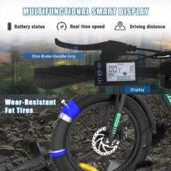 HITWAY E-Bike Elektrische Fiets 20 Inch Fat Tire E-Bicycle Vouwfiets, 250 W, 11,2 Ah Accu, Max. Bereik Tot 35-90 Km, Offroad-mountainbike Met Shimano 7-versnellingen, City EBike Met Slot,Groen Zwart -Fietsenwinkel 1200x1200 61