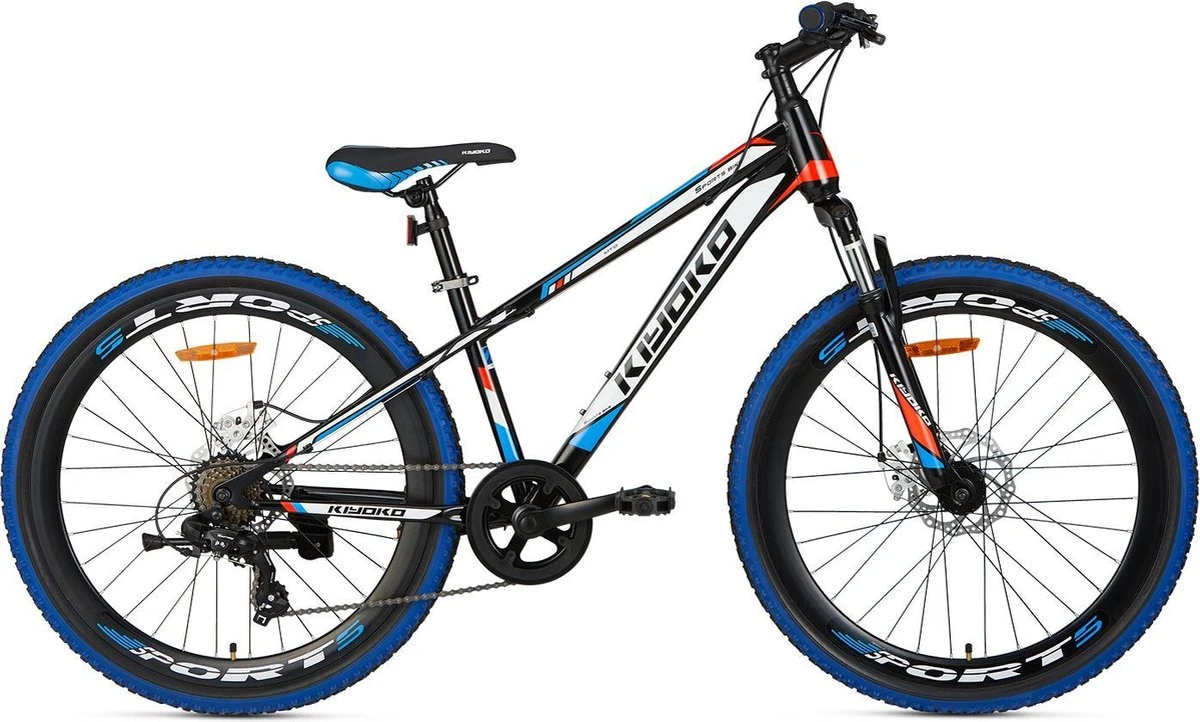 Supersuper Kiyoko Kinder Mountainbike - 7 Versnellingen - 26 Inch - Jongens - Zwart/Blauw 3 Supersuper Kiyoko Kinder Mountainbike - 7 Versnellingen - 26 Inch - Jongens - Zwart/Blauw