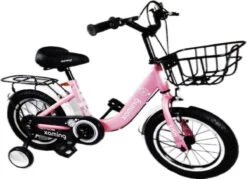 Kinderfiets -14 Inch Kinderfiets -vanaf 3-5 Jaar Jongens En Meisjes Fietsen -Terugtrap -Rem -Stabilisatoren（2 Zijwieltjes)-Mandje - Achterbank-de Bel-Roze -Fietsenwinkel 1200x869 4