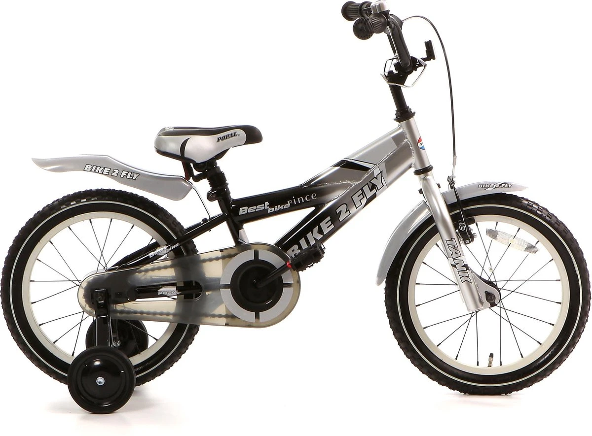 Popal Bike 2 Fly 16k Kinderfiets - 16 Inch - Jongens - Zwart/Zilver