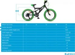 Amigo Fun Ride - Mountainbike 20 Inch - Voor Jongens En Meisjes - Met 7 Versnellingen - Zwart/Groen -Fietsenwinkel 1200x885 3