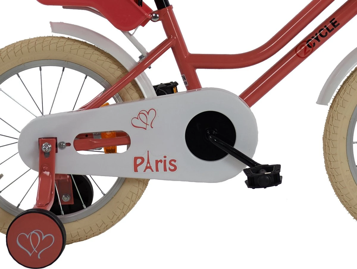 2Cycle Paris Meisjesfiets - 16 Inch - Roze-Wit - Met Poppenzitje - Meisjesfiets 6 2Cycle Paris Meisjesfiets - 16 Inch - Roze-Wit - Met Poppenzitje - Meisjesfiets - Afbeelding 4