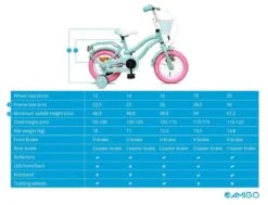 Amigo Lovely Meisjesfiets - Kinderfiets 12 Inch - Turquoise -Fietsenwinkel 1200x920