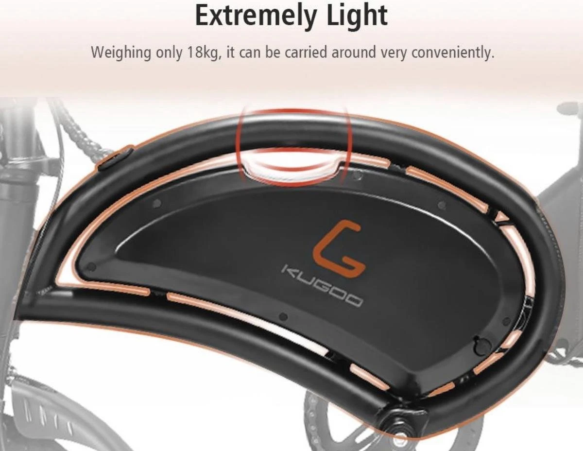 Matrix E Bike - Kugoo B2 Pro - Elektrische Opvouwbare Fiets/step 14 Inch 400W - Met Trappers - Snelheid Max. 45 Km/u 5 Matrix E Bike - Kugoo B2 Pro - Elektrische Opvouwbare Fiets/step 14 Inch 400W - Met Trappers - Snelheid Max. 45 Km/u - Afbeelding 3