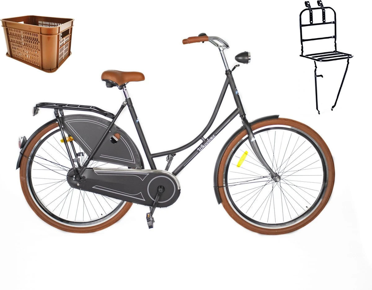 Wheelerz.nl Omafiets 28 Matzwart Met Rek En Krat 100% RIJKLAAR GELEVERD 3 Wheelerz.nl Omafiets 28 Matzwart Met Rek En Krat 100% RIJKLAAR GELEVERD