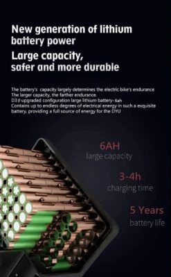 DYU D3F Opvouwbare Elektrische Fiets, Slimme Mountainbike Voor Volwassenen, 240W Aluminiumlegering Fiets Verwijderbare 36V/10Ah Lithium-ion Batterij Met 3 Rijmodi -Fietsenwinkel 742x1200