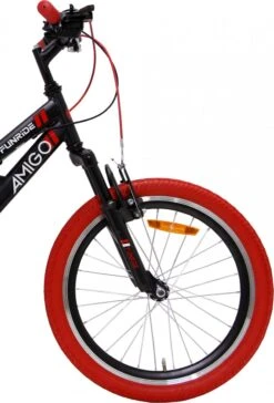 Amigo Fun Ride - Mountainbike 20 Inch - Voor Jongens En Meisjes - Met 7 Versnellingen - Zwart/Rood -Fietsenwinkel 815x1200