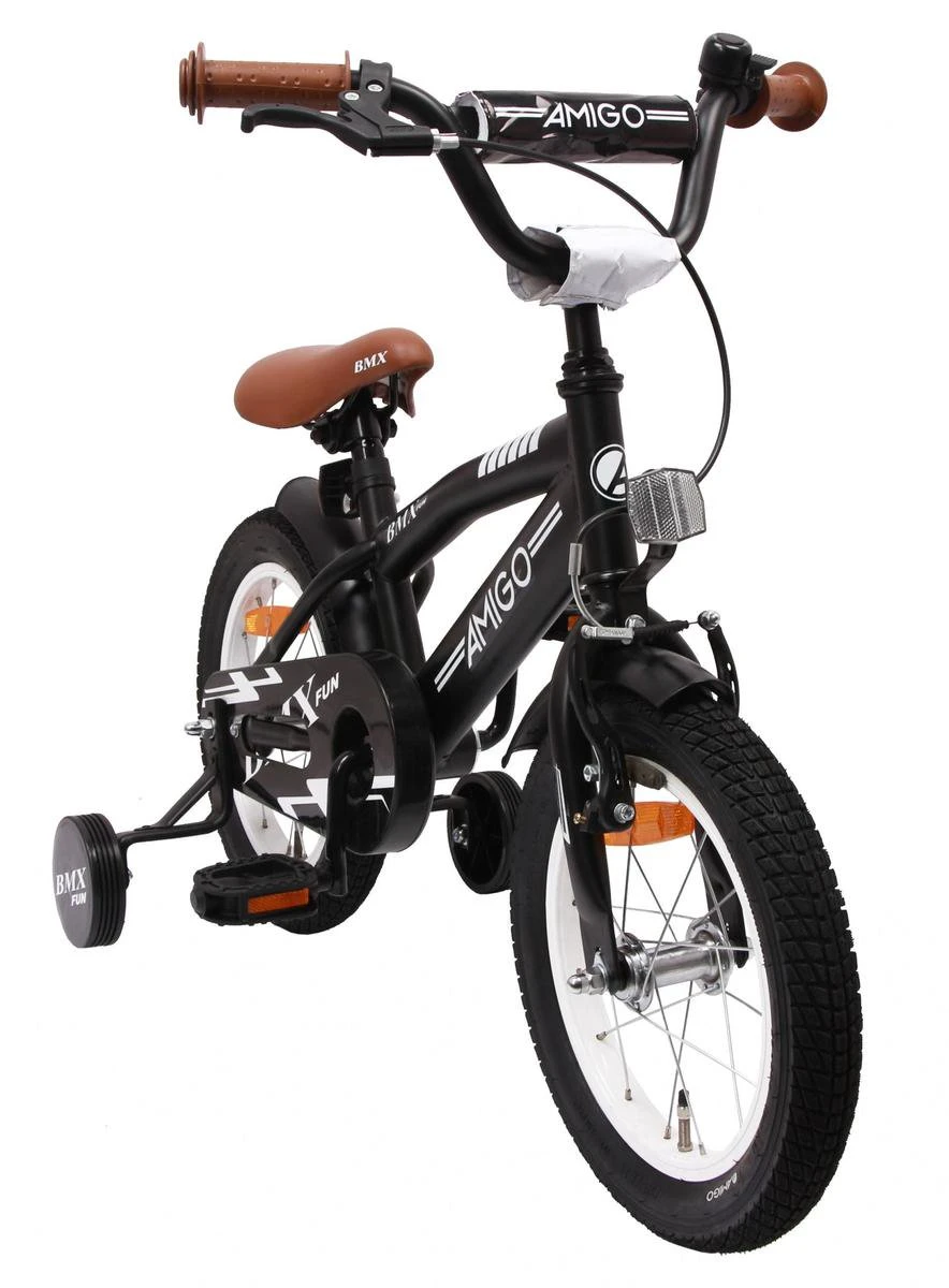 Amigo BMX Fun Jongensfiets - Kinderfiets 14 Inch - Matzwart 4 Amigo BMX Fun Jongensfiets - Kinderfiets 14 Inch - Matzwart - Afbeelding 2