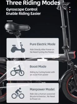 F-Wheel DYU A5 - Elektrische Vouwfiets - E Bike - 14 Inch - 7.5 Ah - 25km/u - Zwart -Fietsenwinkel 888x1200