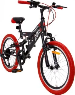 Amigo Fun Ride - Mountainbike 20 Inch - Voor Jongens En Meisjes - Met 7 Versnellingen - Zwart/Rood -Fietsenwinkel 954x1200